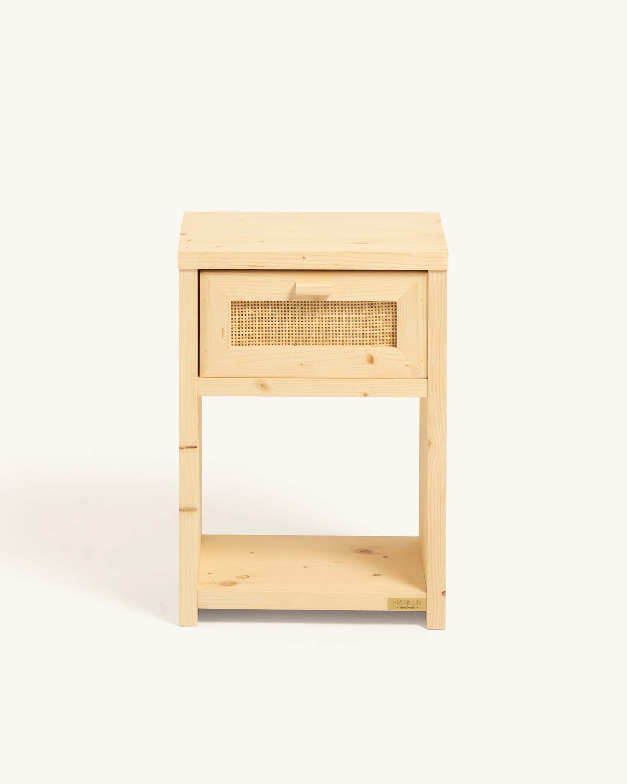 Comodino In Lino Naturale Con Cassetto Silenzioso E Porte USB, Stile Bohémien, Legno Di Frassino, 55,9 Cm