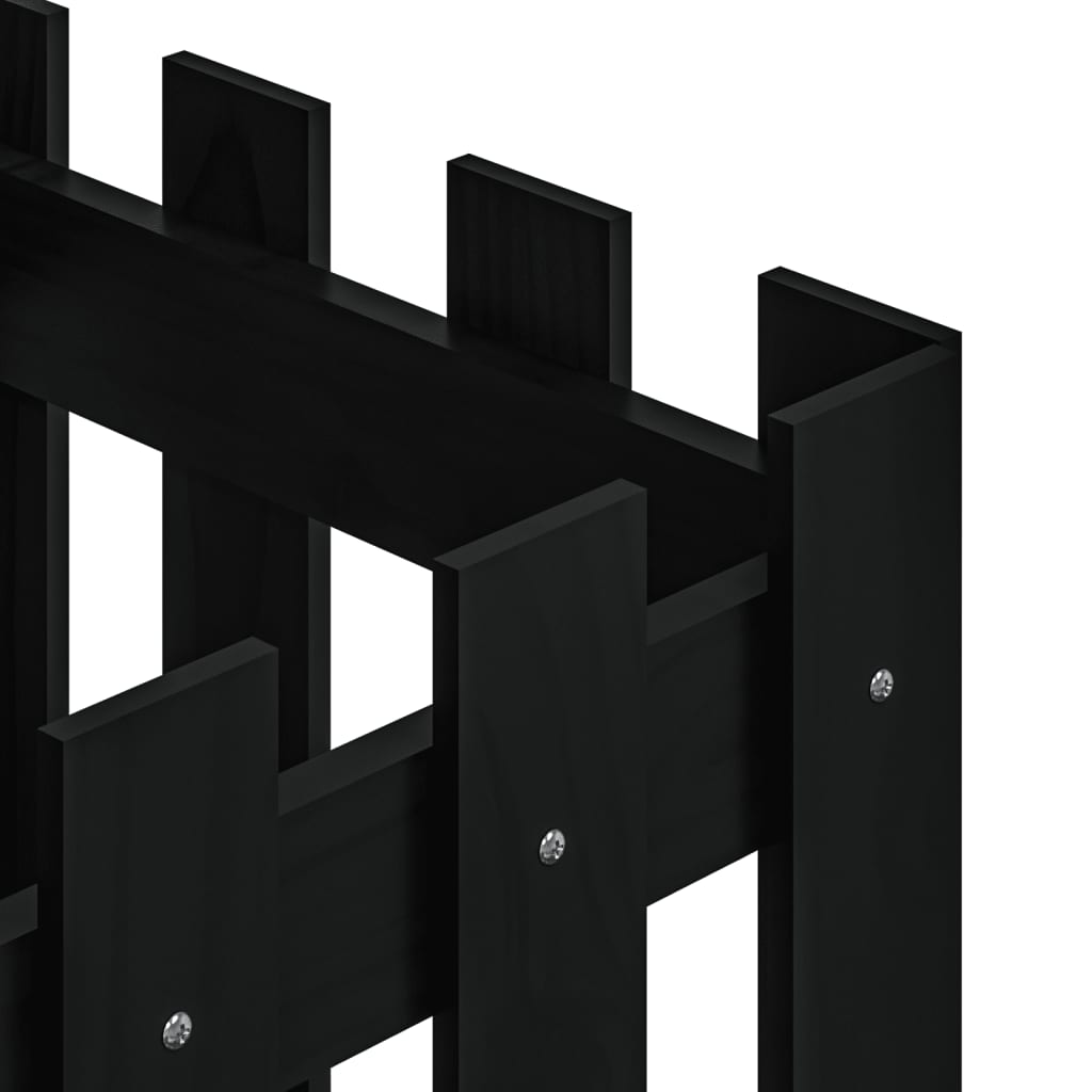 Jardinière | Bac à fleurs | Pot de fleurs avec design de clôture noir 40x40x40 cm pin massif438798 - 7