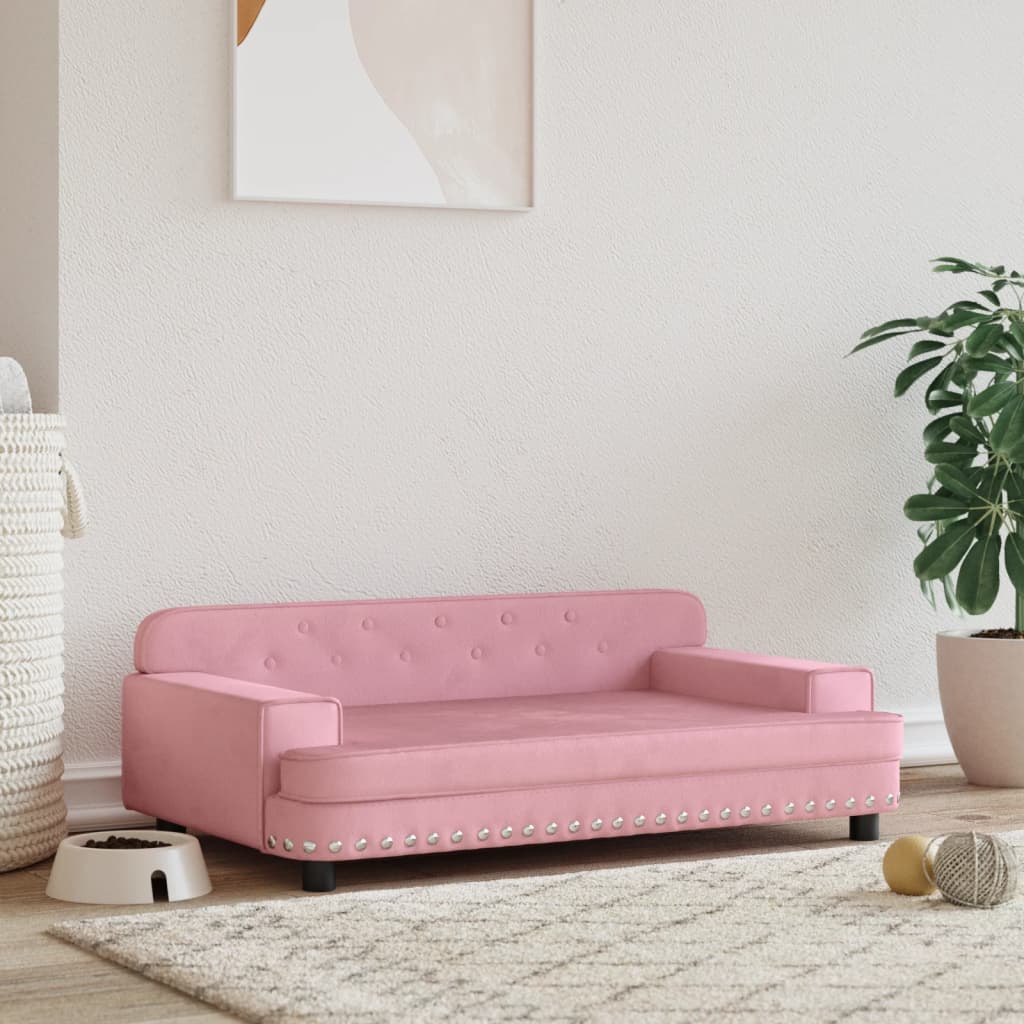 Letto per Cani Cuccia per Cani Rosa 90x53x30 cm in Velluto