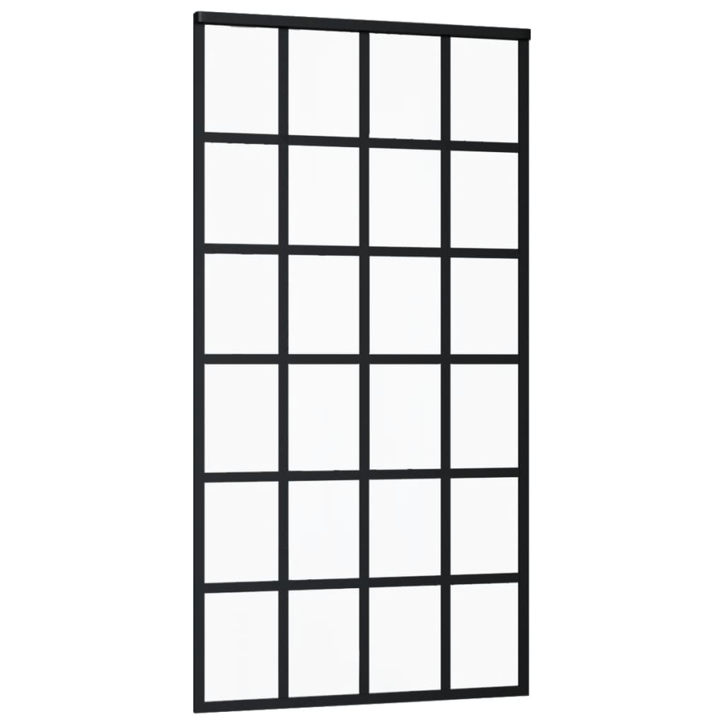 Maison Exclusive - Porta Scorrevole in Vetro ESG e Alluminio 102x205 cm Nera - 3
