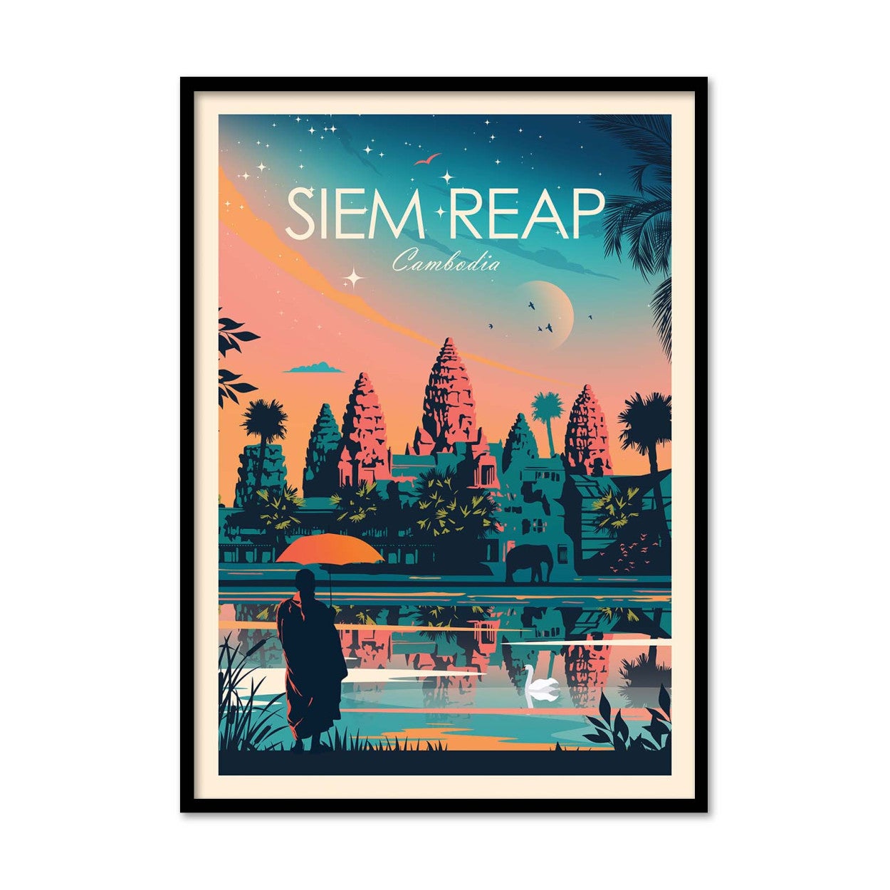 Affiche d’art et cadre noir 30 x 40 cm - Siem Reap - Studio Inception ...