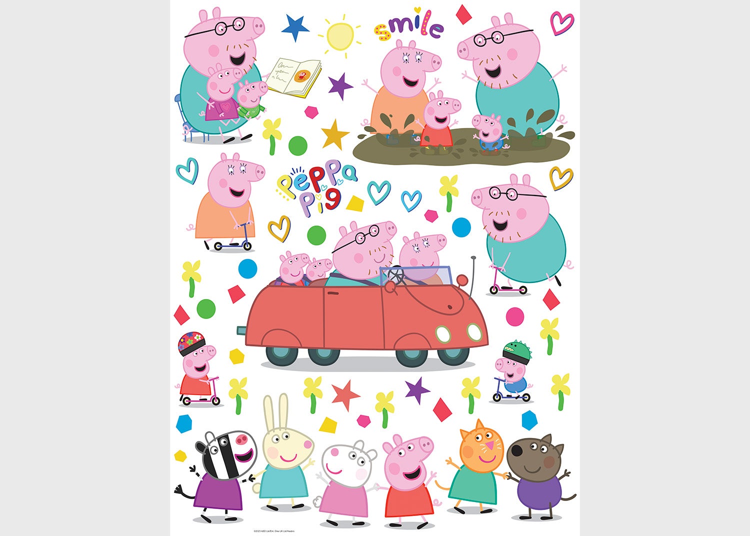 Naklejka na ścianę świnka Peppa wielokolorowym - 65 x 85 cm - SANDERS &amp; SANDERS
