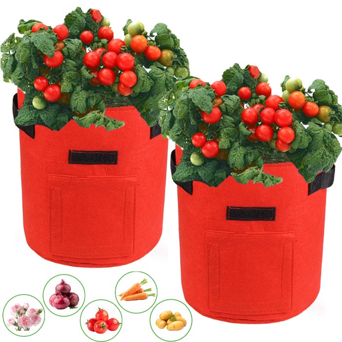 Worek do uprawy ziemniaków o pojemności 10 galonów, opakowanie 2 worków do uprawy roślin ogrodowych z klapą, oddychająca doniczka z tkaniny, czerwona