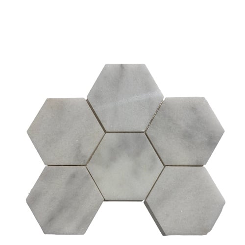 Albedo Pierre - Mosaïque en Marbre Blanc 10x10 - Hexagone