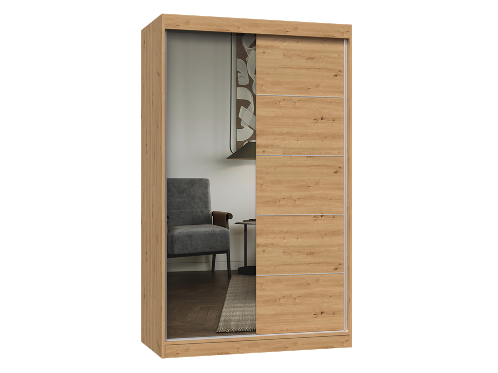 Szafa Przesuwna Topeshop IGA 120 LUSTRO SZPROSY DĄB ARTISAN 61x120x200 cm 1 szt.