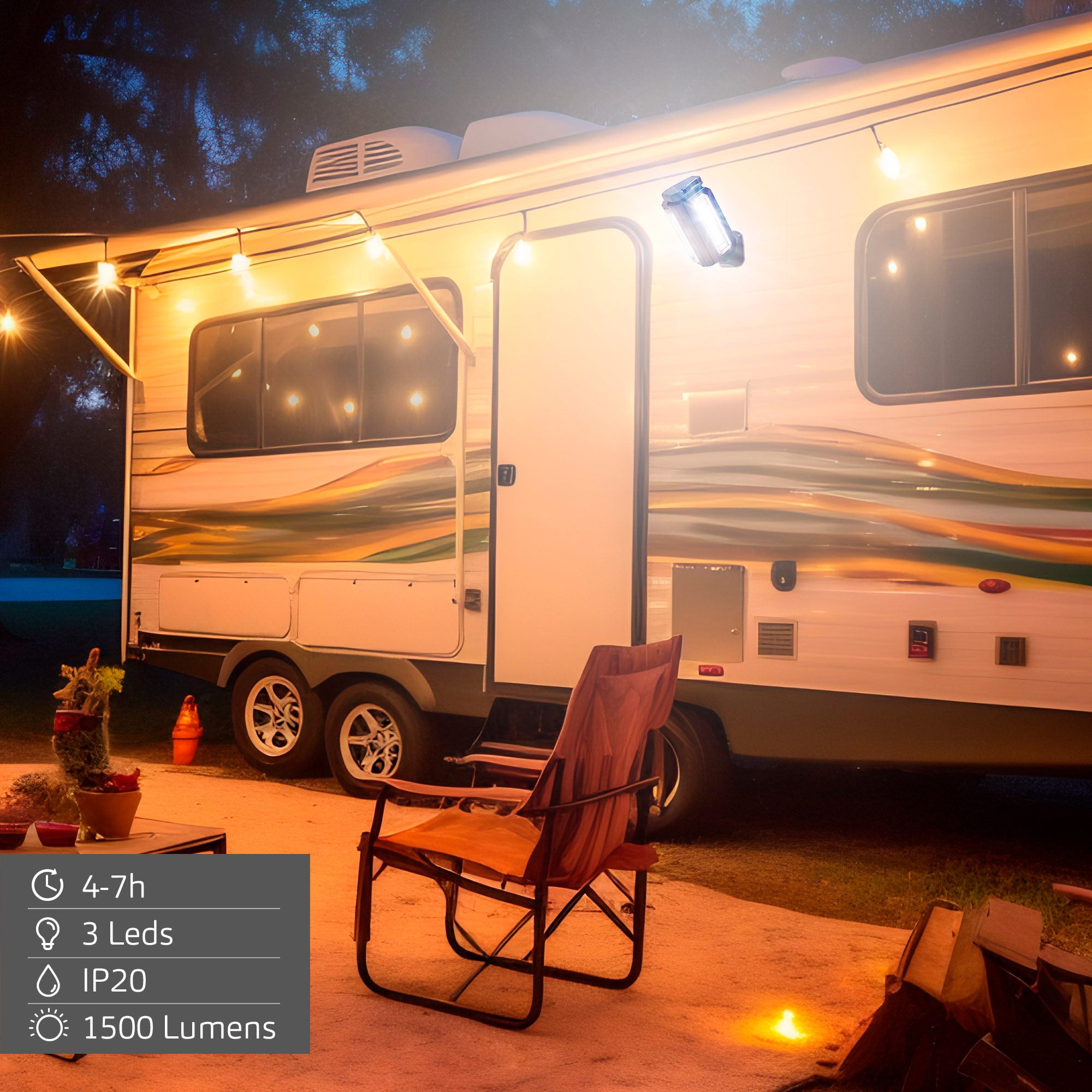 Aktive Projetor triplo LED para exterior 3 em 1 USB e powerbank 1500 lúmens - 5