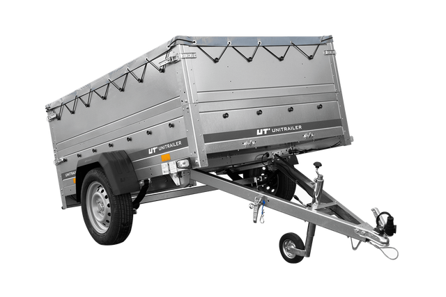 Przyczepka lekka na resorach GARDEN 201/R KIPP 200x125 Unitrailer z burtami BIS, stelażem H-0 i plandeką szarą 1 szt.