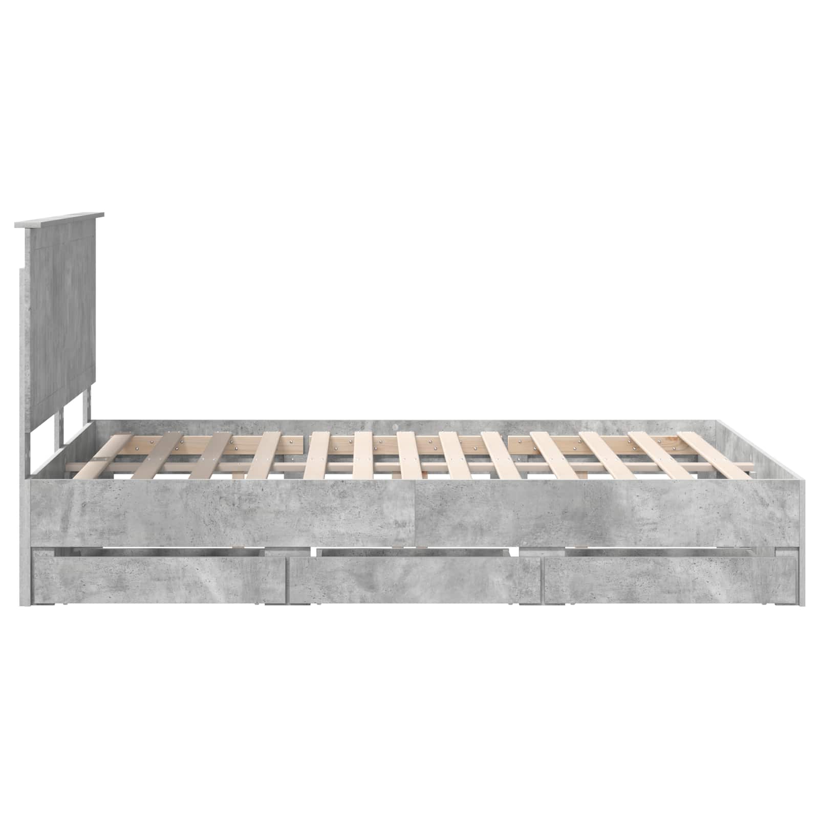 Cadre de lit gris béton 135 x 190 cm en panneau de bois - 9