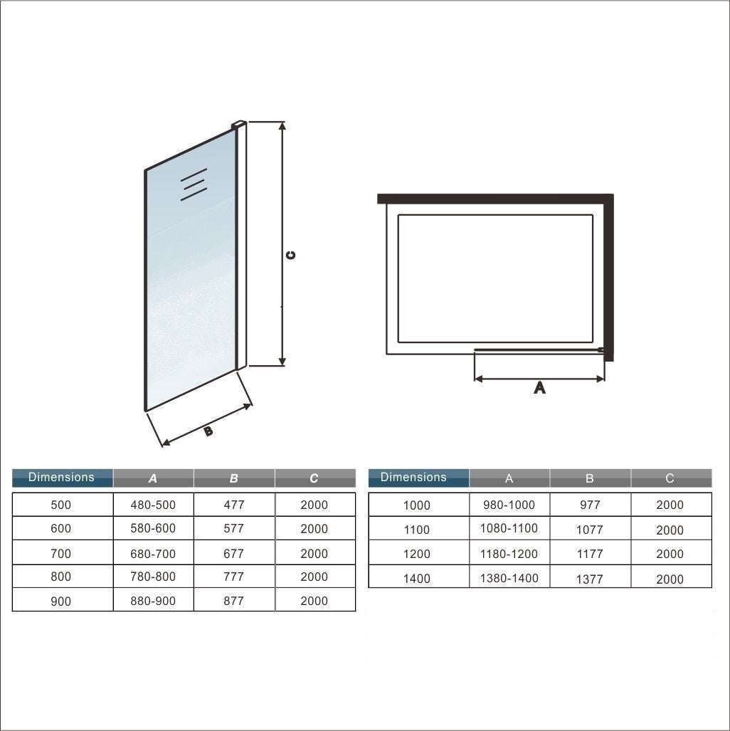 Paroi de douche à l'italienne 120x200cm Modèle Brume, avec barre de stabilisation 73-120cm en carré Paroi latérale fixe en 8mm verre de sécurité - 5
