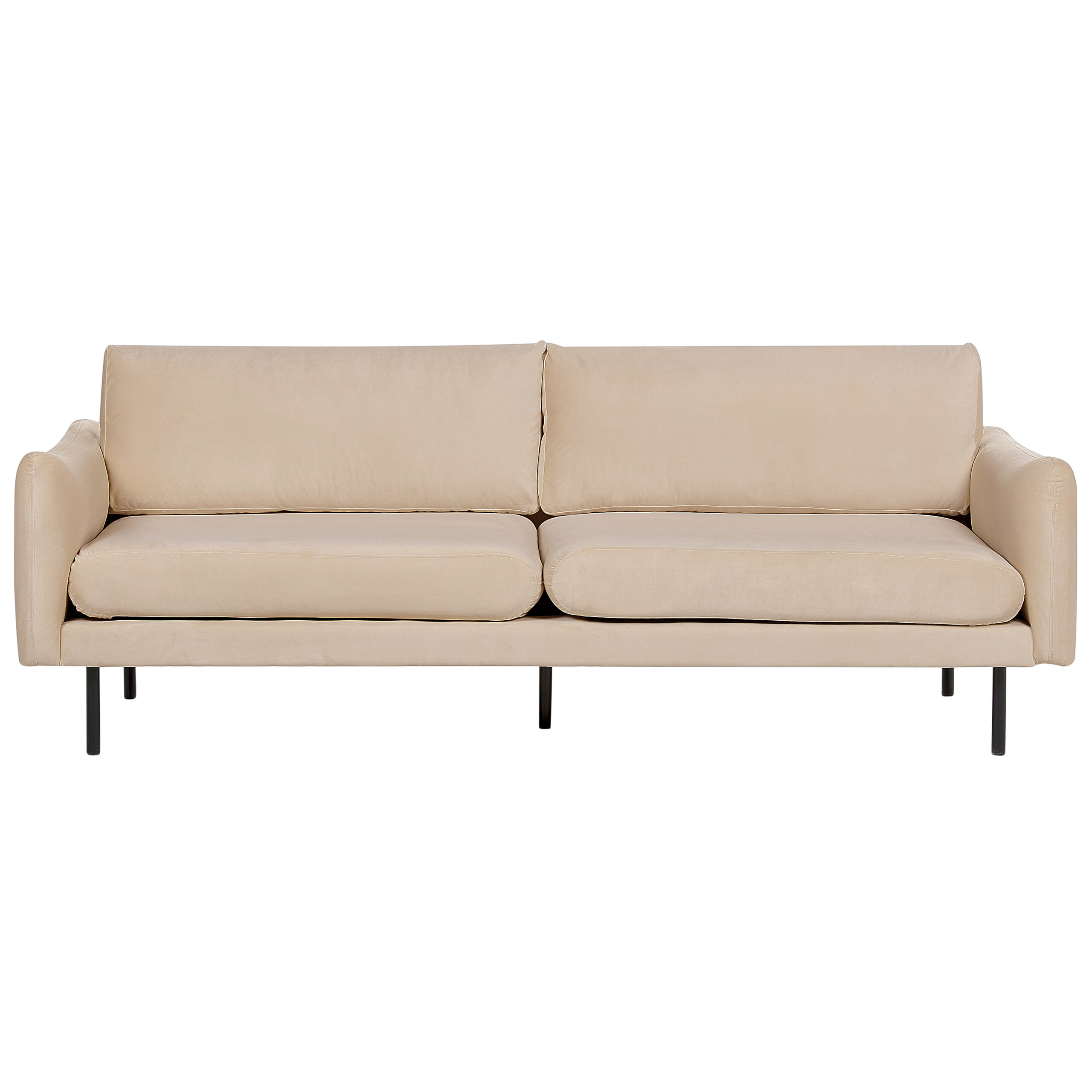 Canapé 3 Places Beliani HOFN – Blanc Bouclette, Pieds Noirs, Tissu Polyester (Neuf)
