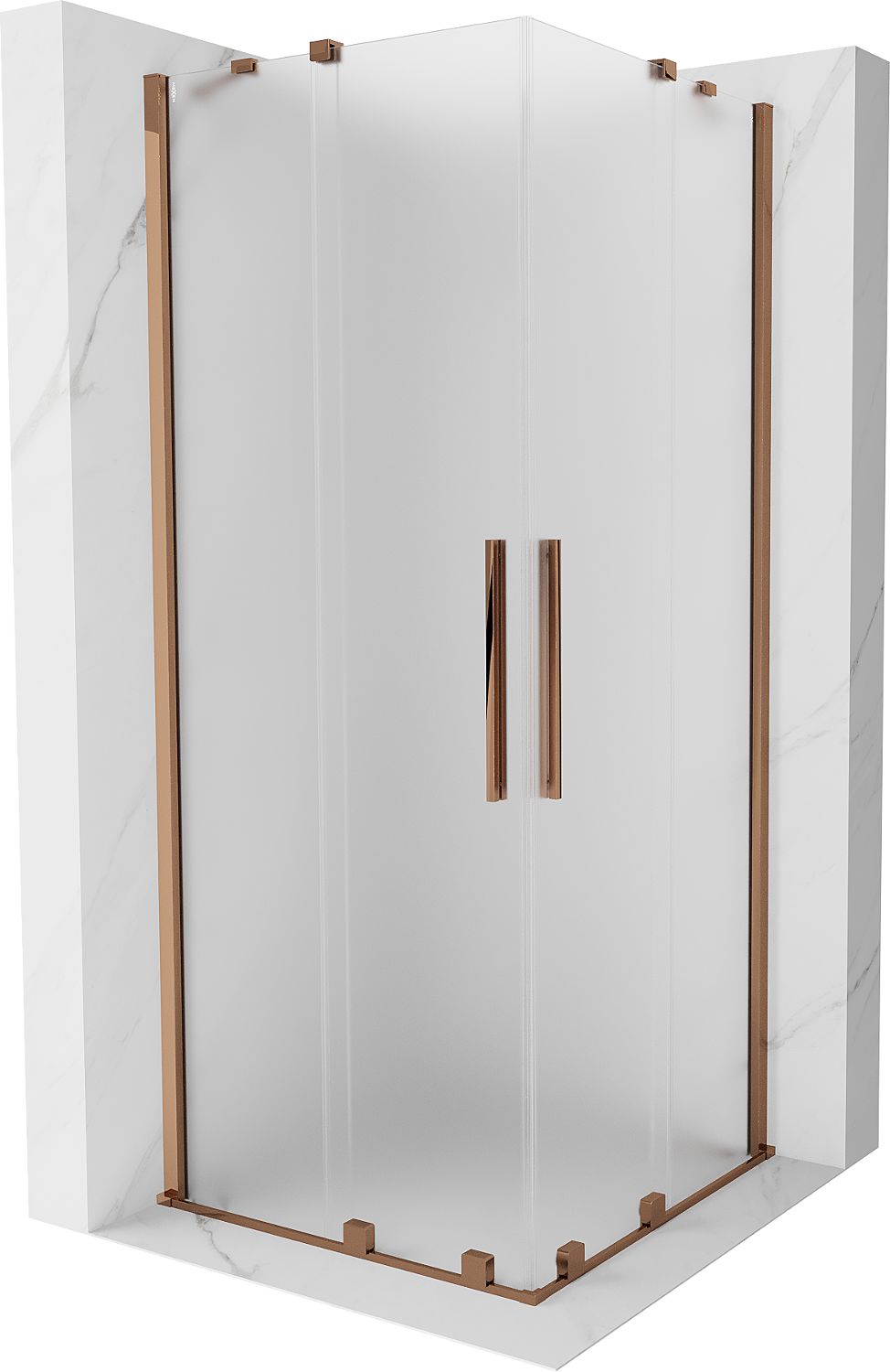 Mexen Velar Duo kabina prysznicowa rozsuwana 80 x 80 cm, szron, różowe złoto - 871-080-080-32-60