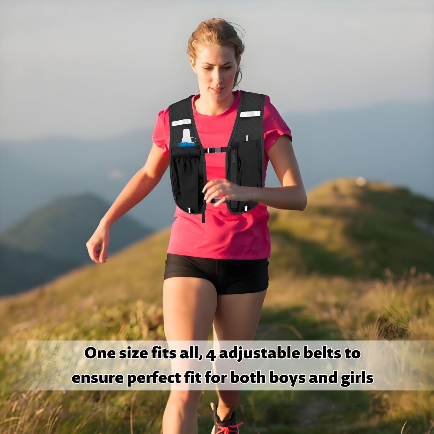 Gilet de course pour homme et femme - Gilet de course avec gourde- Avec support pour téléphone portable - Gilet d'hydratation pour la course à pied - 6