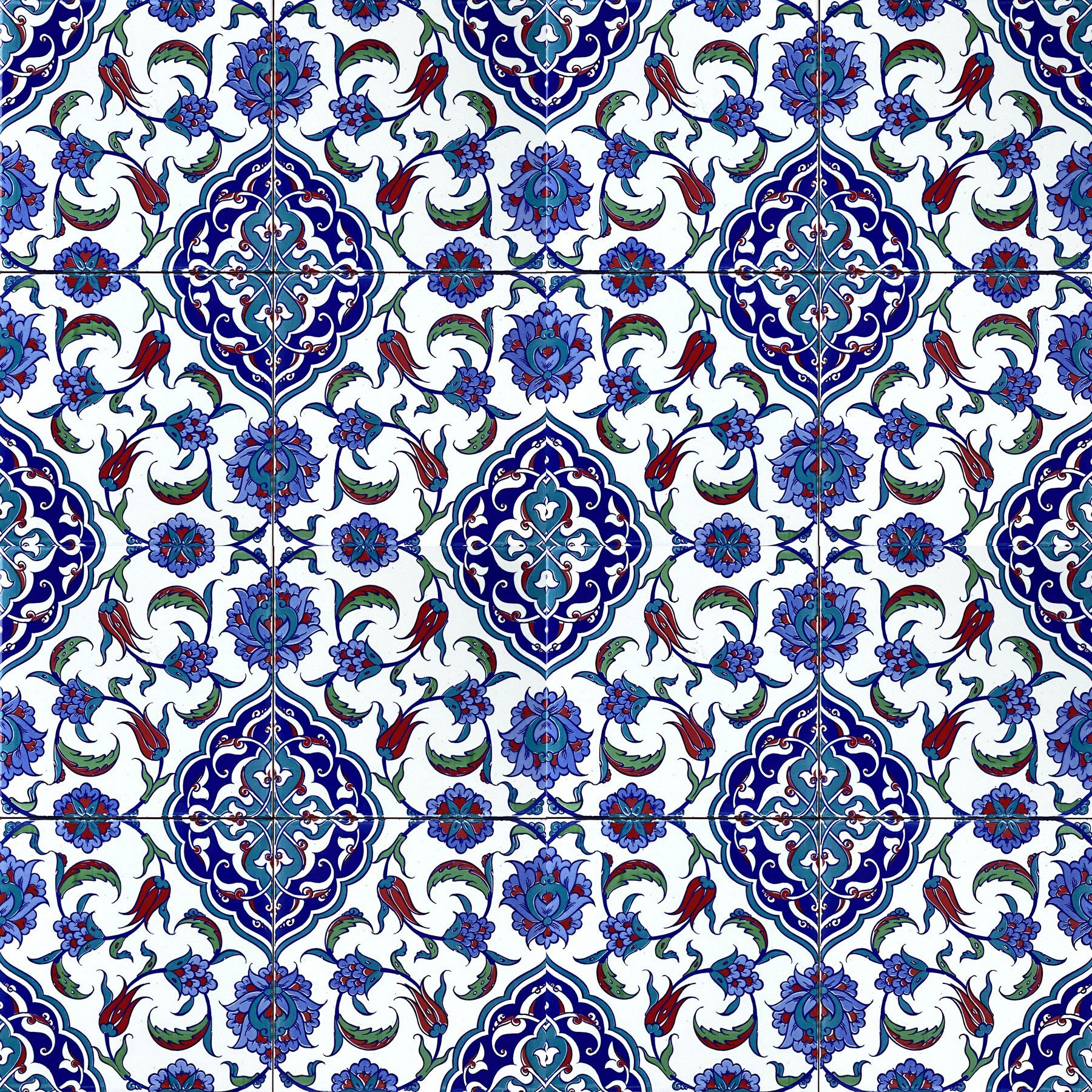 Cerames- Feray, piastrelle in ceramica Iznik 20 x 20 cm, confezione da 12 pezzi (0,48 m2) | Piastrelle in ceramica con motivi orientali - 4