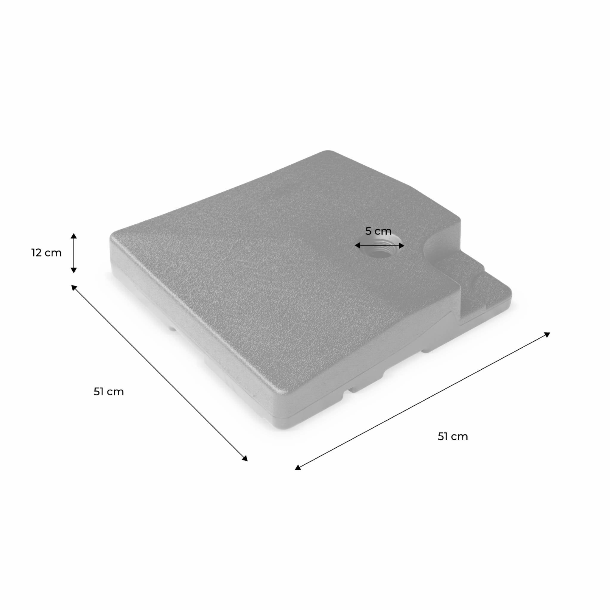 Lastra appesantita per ombrellone 51x51cm (set di 4), Nero - 4
