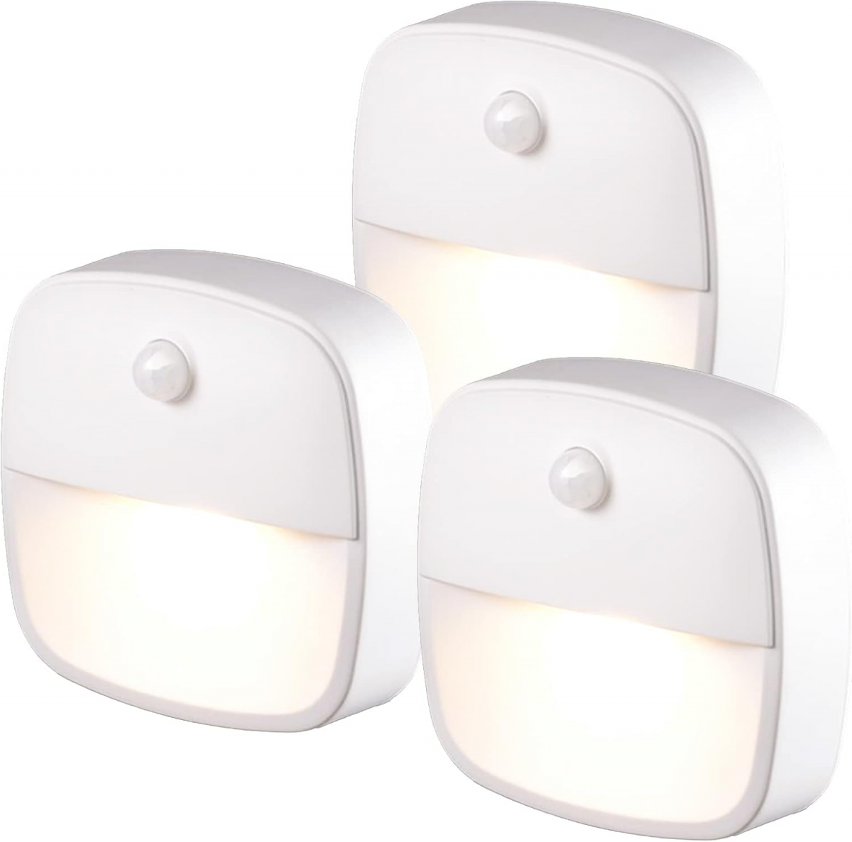 Luz interior con sensor de movimiento, juego de 3 luces nocturnas led, perfecta para escaleras, dormitorios o armarios, luz blanca cálida