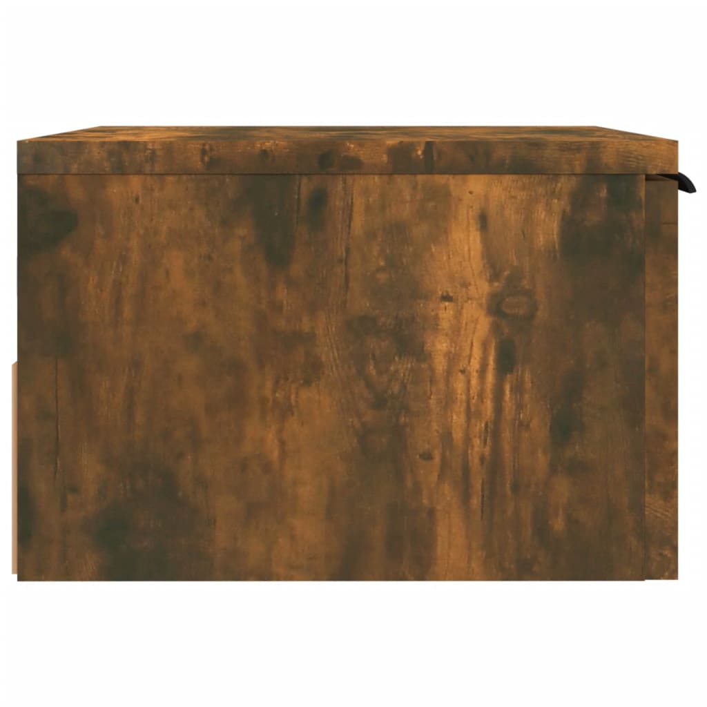 Mesita de noche de pared，Mesilla de noche flotante color roble ahumado 34x30x20 cm CFW29788 - 4