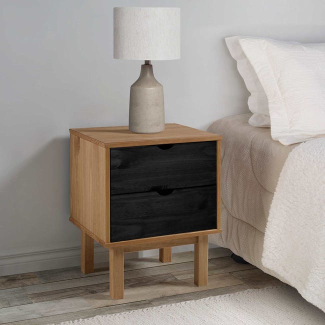 Pin Option Html Table de chevet noire, en bois de pin massif, 45 × 39 × 57 cm | Leroy ...