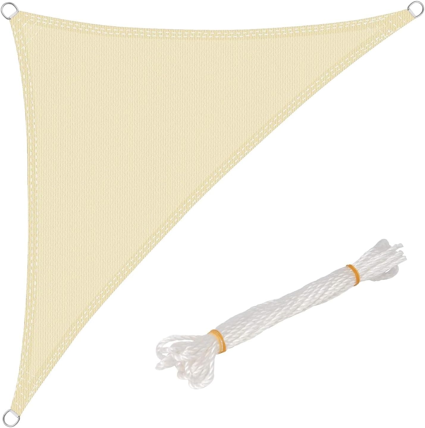 Velă de umbrire triunghiulară 5x5x7 m, HDPE respirabilă, pânză de umbrire cu protecție solară, protecție UV 85%, rezistentă la vânt, pentru grădină