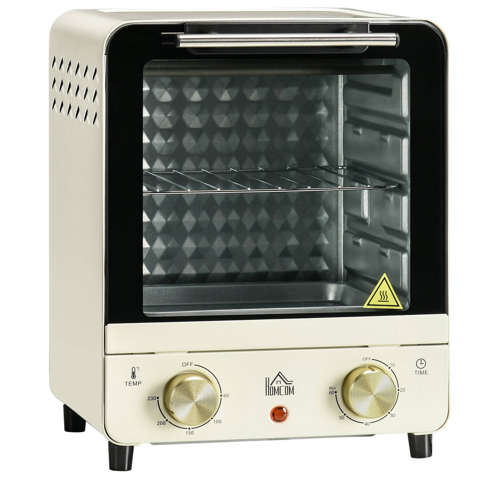 Mini horno 15l con convección 1000w 60-230°c, temporizador 1 hora, incl. horno de pizza, bandeja para hornear y bandeja para migas