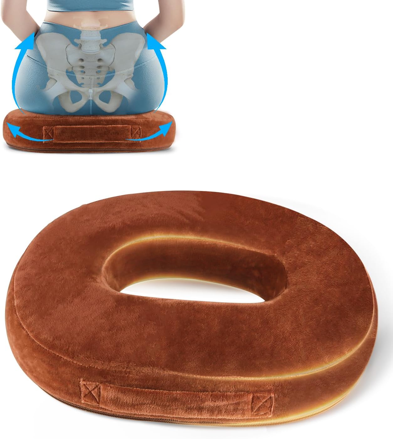 Poduszka krzesło kształcie pączka Ergonomiczna kształcie koła ratunkowego kość ogonową Okrągła ortopedyczna kość ogonową łagodząca hemoroidy Brązowa