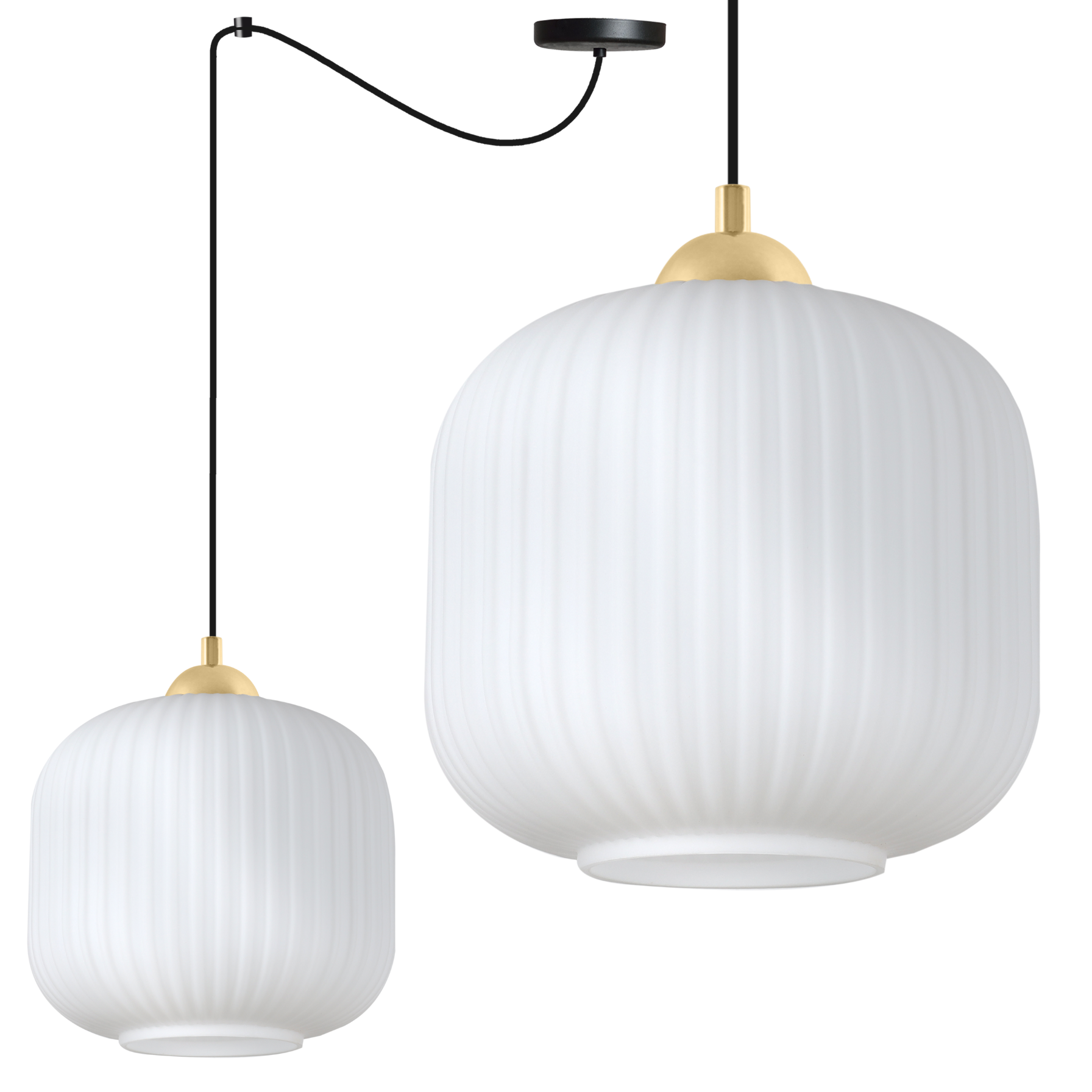 Lampa sufitowa wisząca Riffle Pająk loft 1xE27 klosz walec 20cm biały/złoty Light Home LH