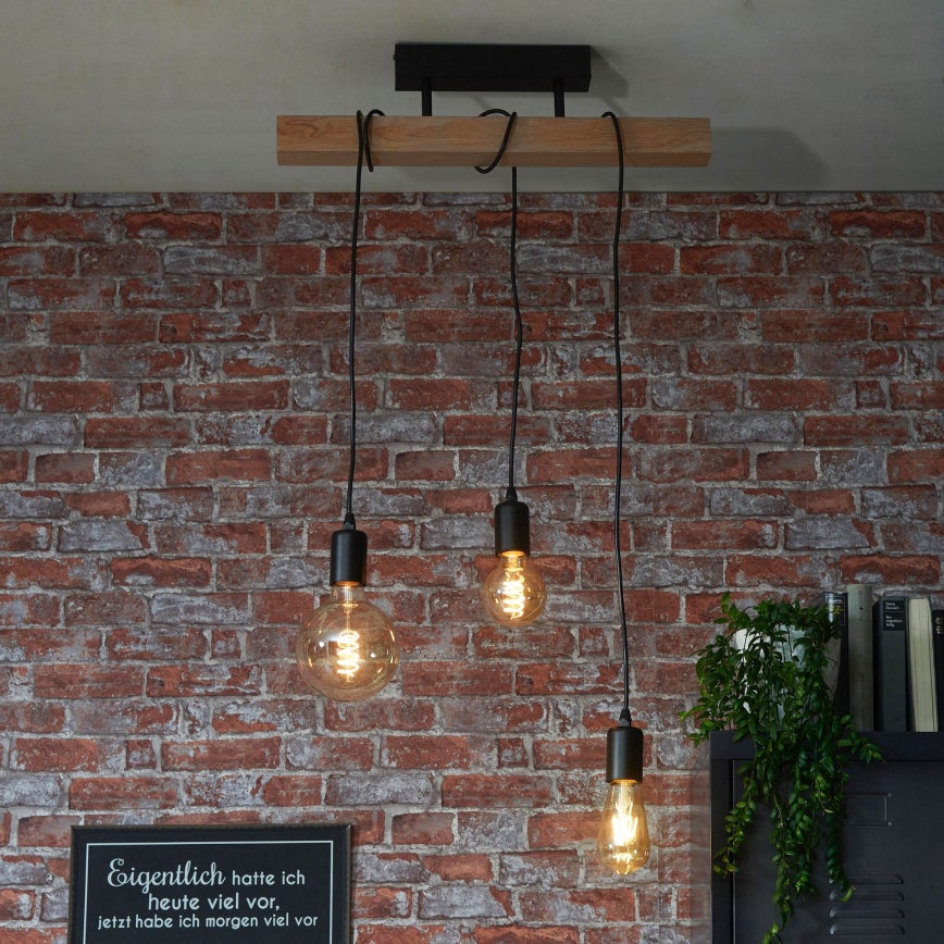 Lustre à 3 têtes, suspension vintage, plafonnier rustique, suspension en métal, éclairage d'îlot, hauteur réglable, 55 cm - 3