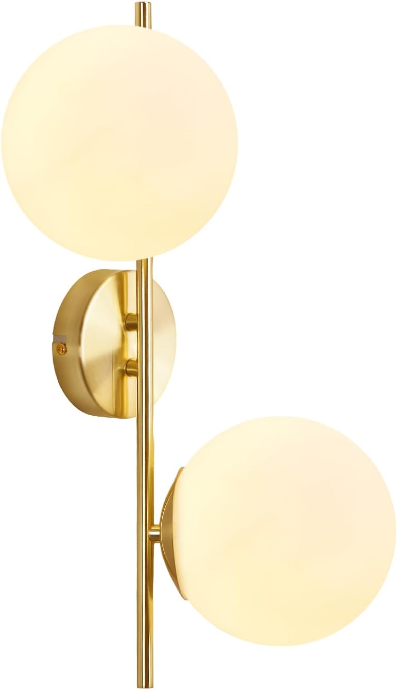 Lampada Da Parete Oro Con Paralume Sfera In Vetro Trasparente | Regolabile E27, Moderna Per Soggiorno E Camera