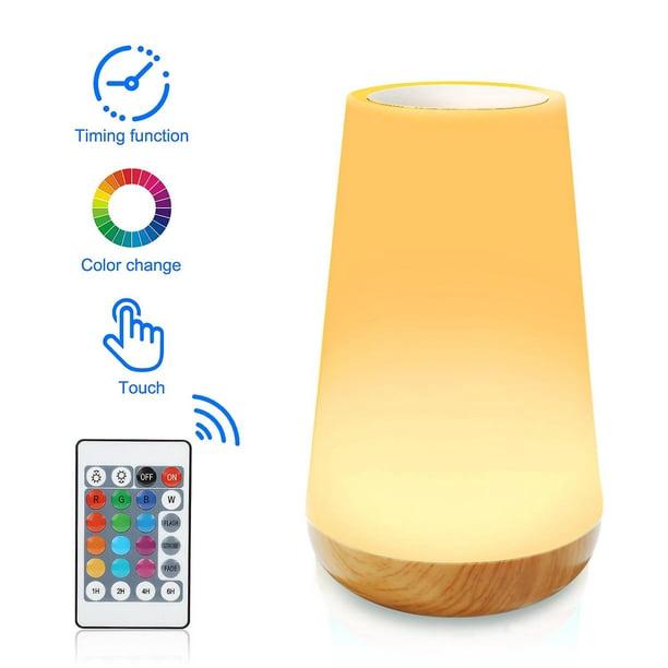 Luz nocturna led, lámpara de noche multicolor 360, lámpara nocturna recargable con control remoto de brillo ajustable táctil para dormitorio