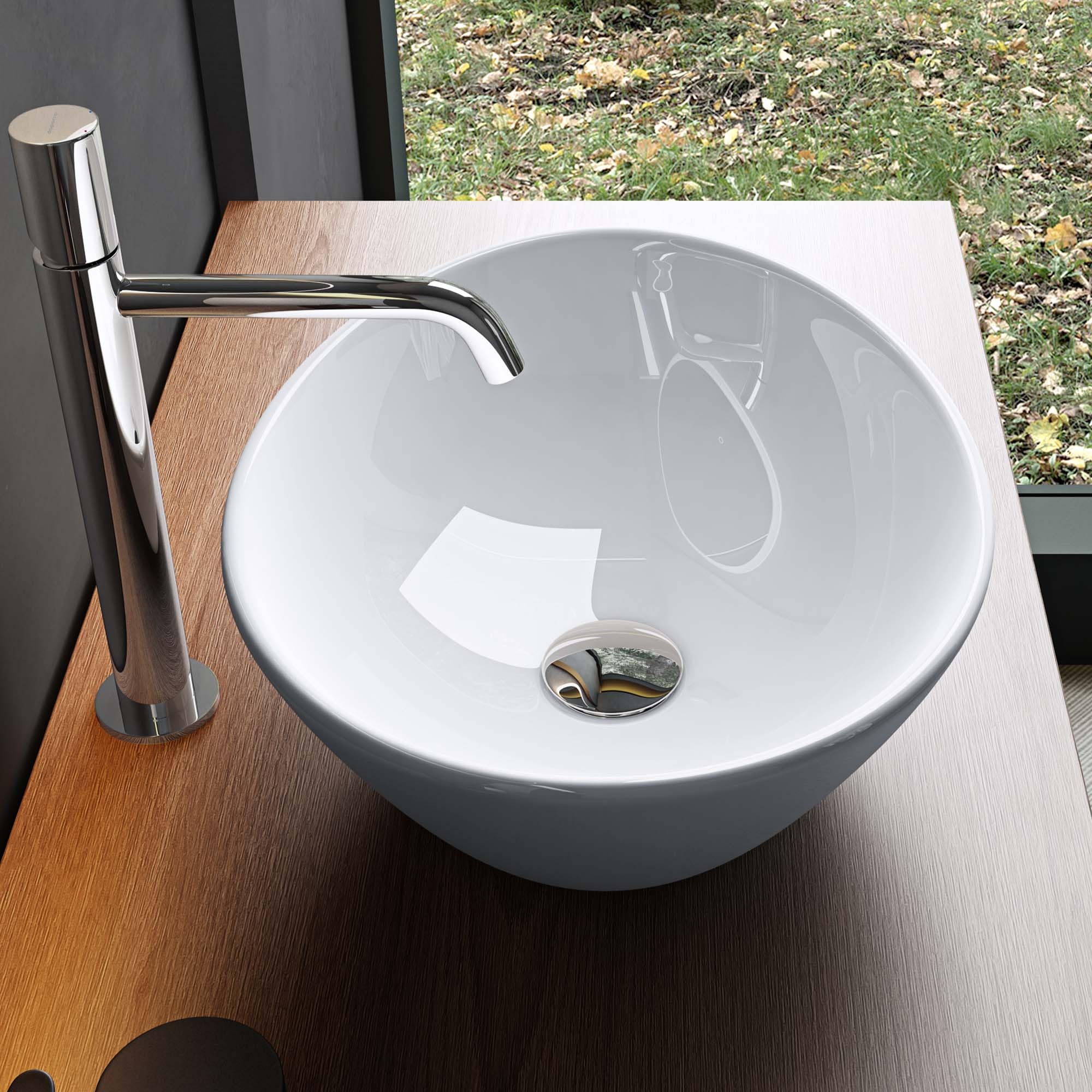 Mai & Mai lave main évier vasque 42x34x14.5 cm en céramique blanc ovale sans perçage pour robinet lavabo sans trop-plein à poser BR205 - 3
