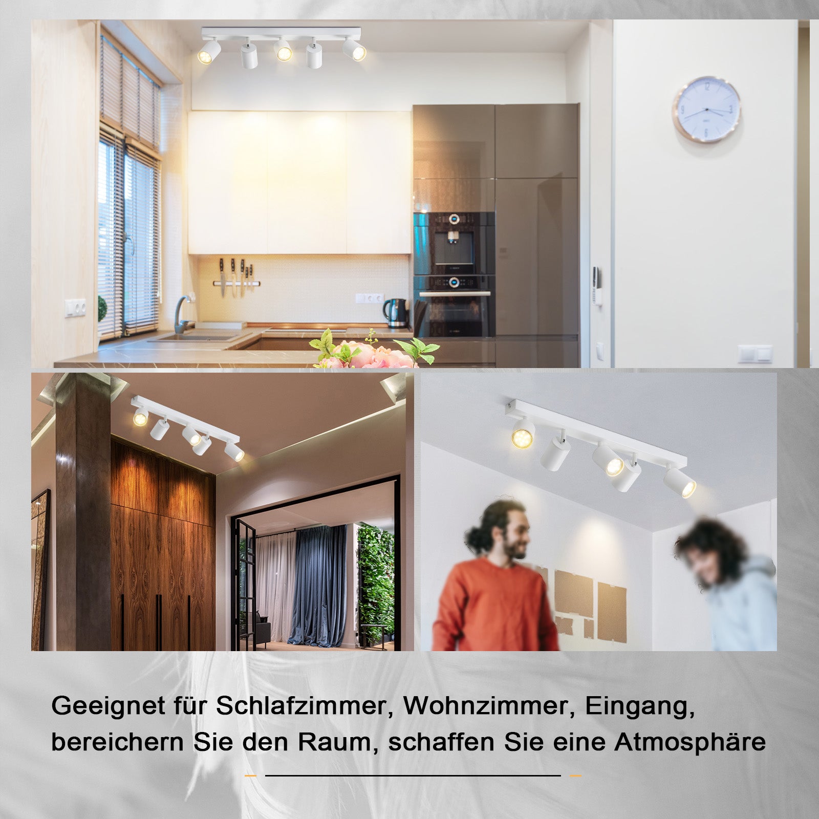 NETTLIFE Focos Iluminação de Teto LED Branco 5 Luzes GU10 Giratório 330° Industrial Moderno Sem Lâmpada para Sala e Quarto - 5