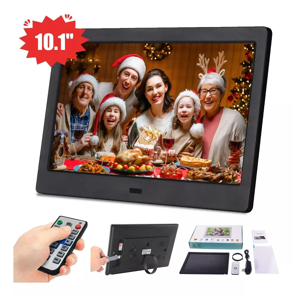 Cadre photo numérique électronique 10,1 pouces avec lecteur MP3/4 Cadre