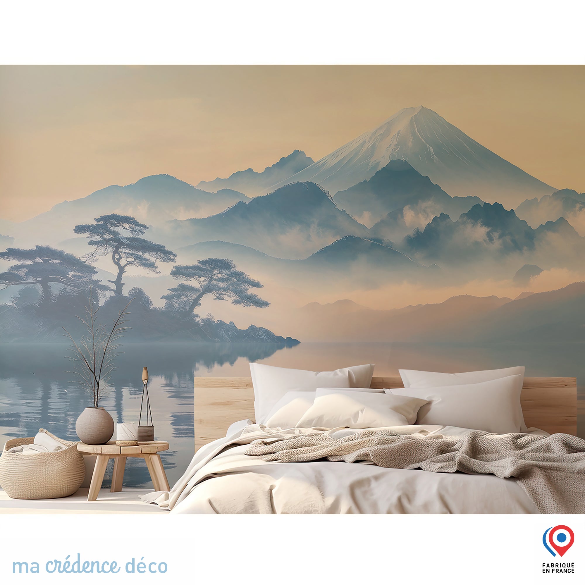 Papier peint Mont Fuji, Zen, Aquarelle - Intissé - 200 cm - 280 cm ...