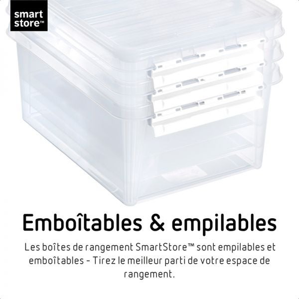 Boîte empilable 21 litres avec couvercle - Clips Noirs - 5