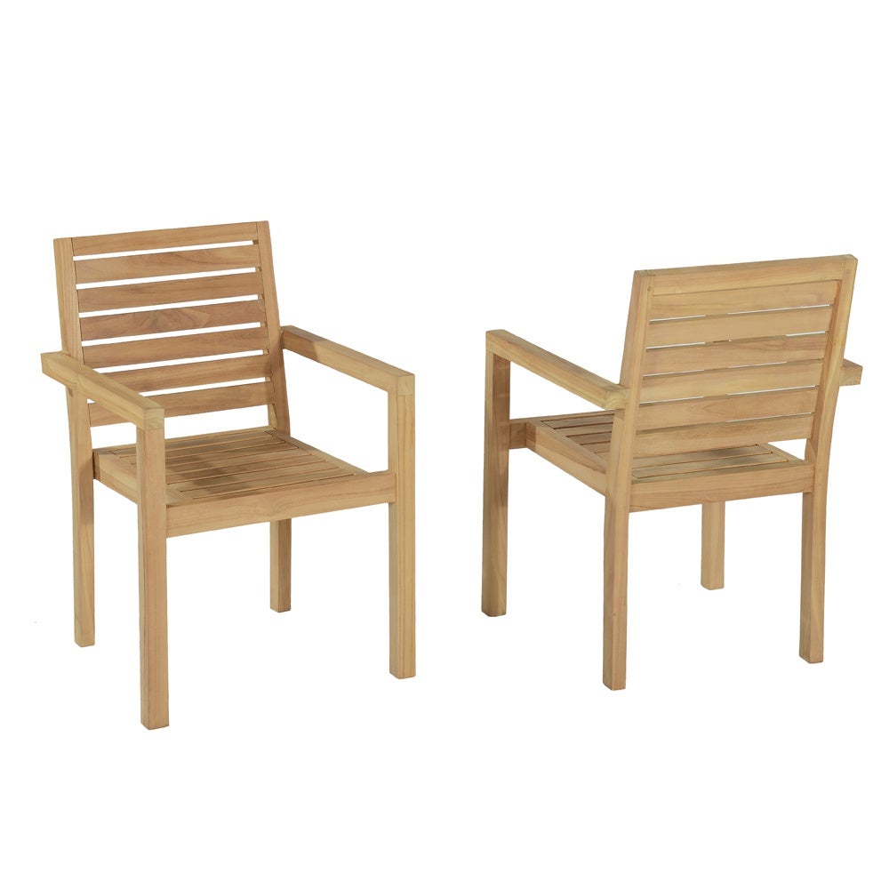 Fauteuils de jardin empilables en teck Tivoli (lot de 2) - 2