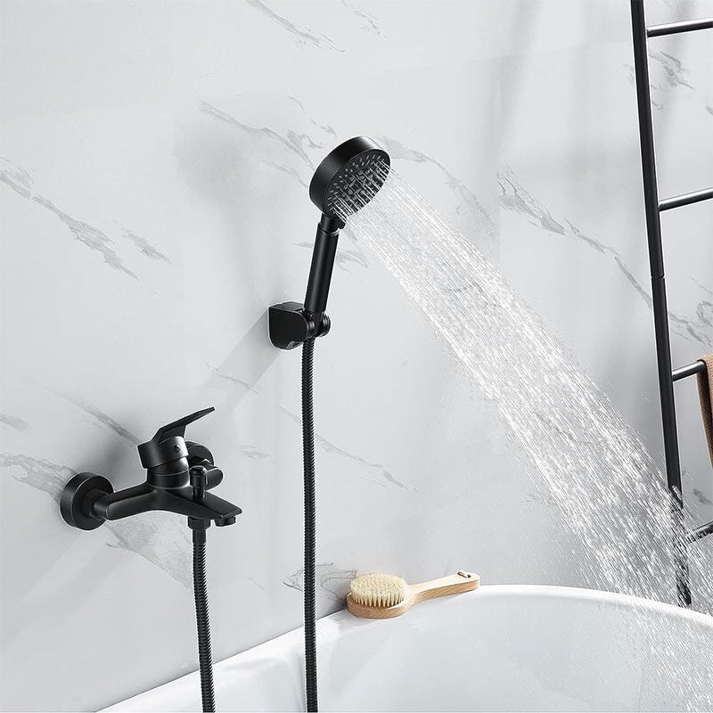 Ensemble de douche pour baignoire classique avec pommeau de douche à 3 fonctions, robinet de baignoire noir, système de douche , noir - 3