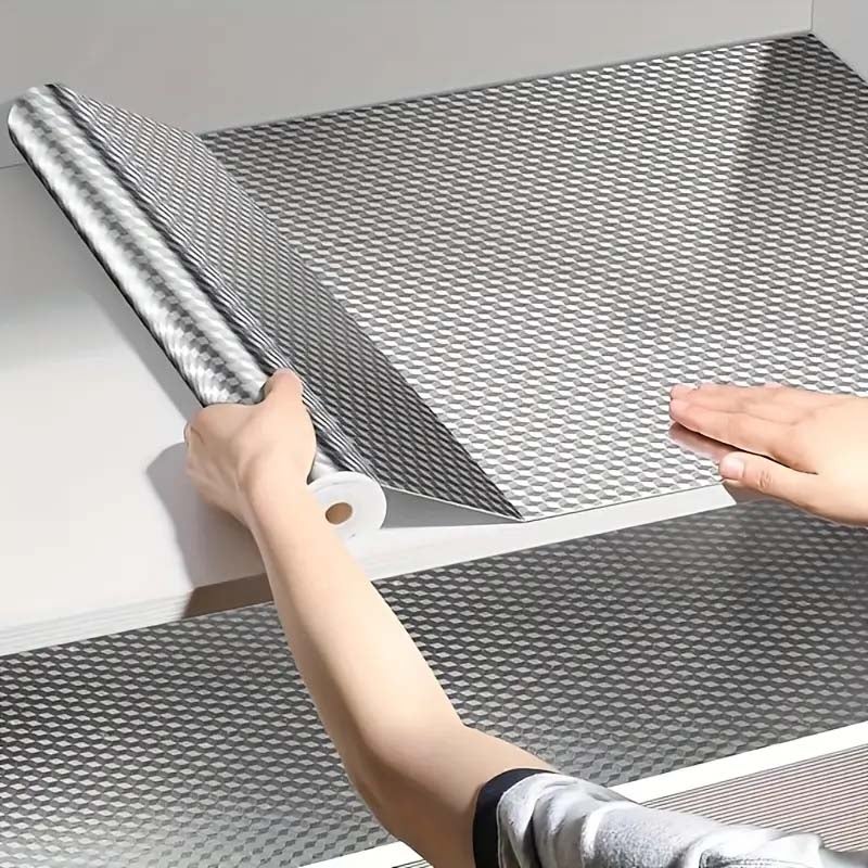 1 rotolo pellicola alluminio cucina resistente al calore - adesivo impermeabile e antiolio per credenza, cassetto -facile da pulire, moderno, durevole - 6