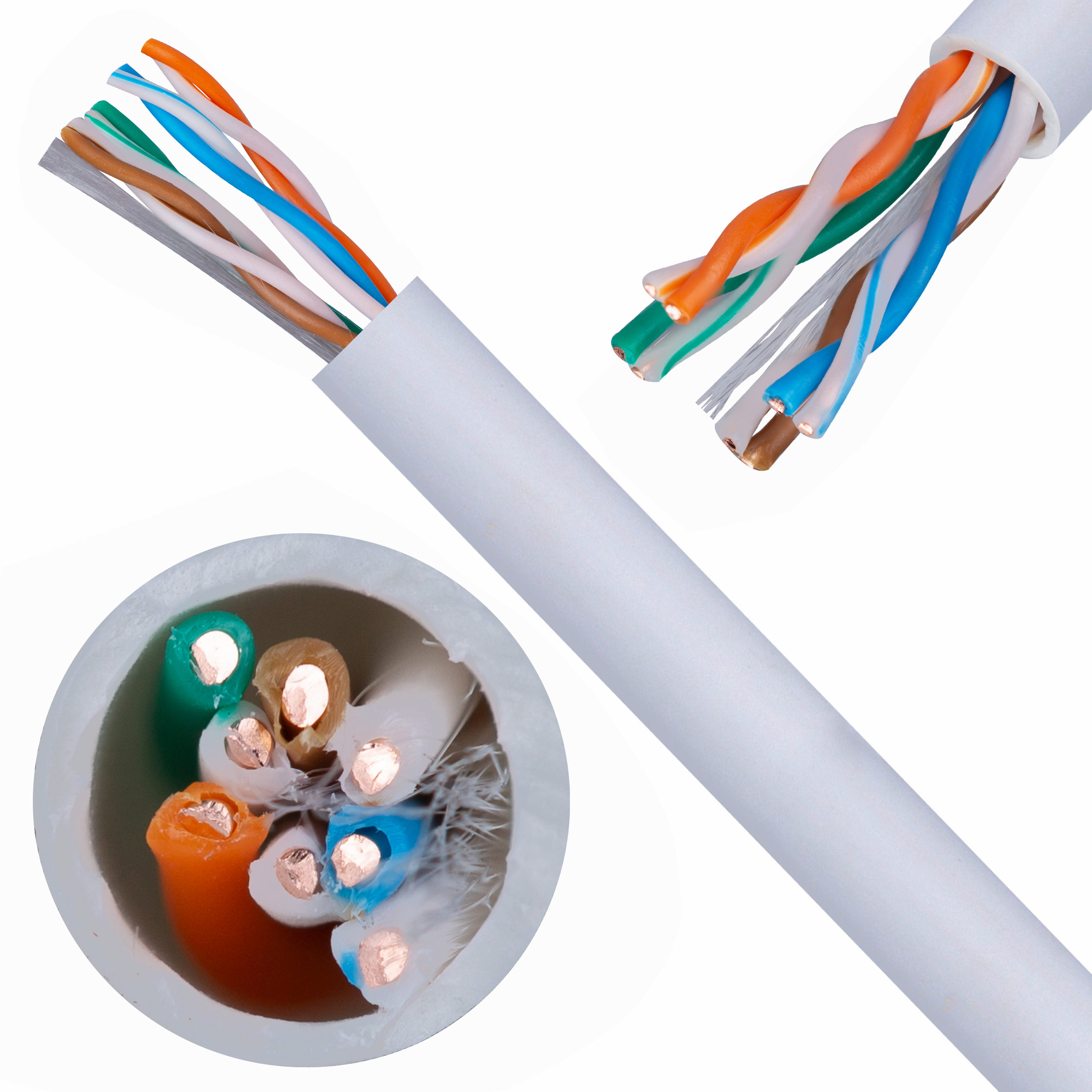 Kabel sieciowy U/UTP kat.5e skrętka 4x2x0,51mm wewnętrzny Dca bezhalogenowy LSOH szary Alantec 305m