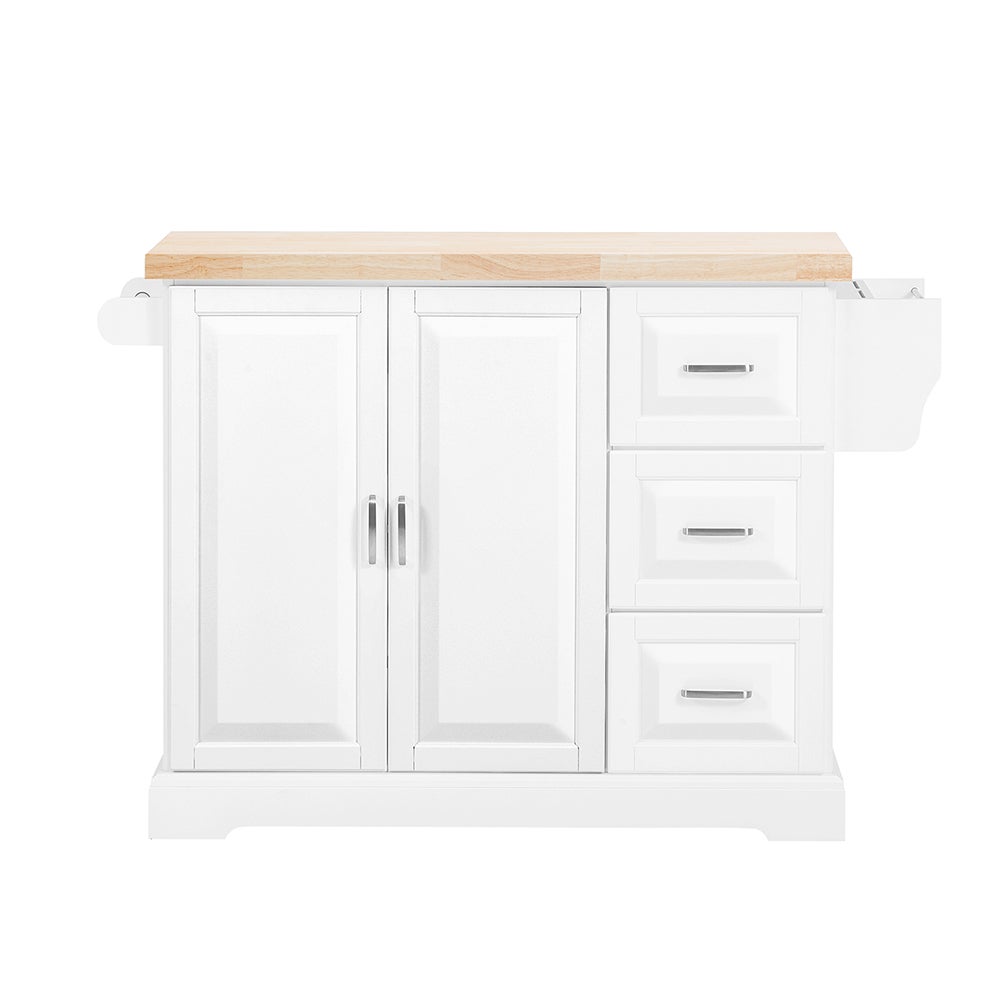 SoBuy Wyspa kuchenna z 3 szufladami Biały 130x71x91cm Klasyczny FKW41-II-NW