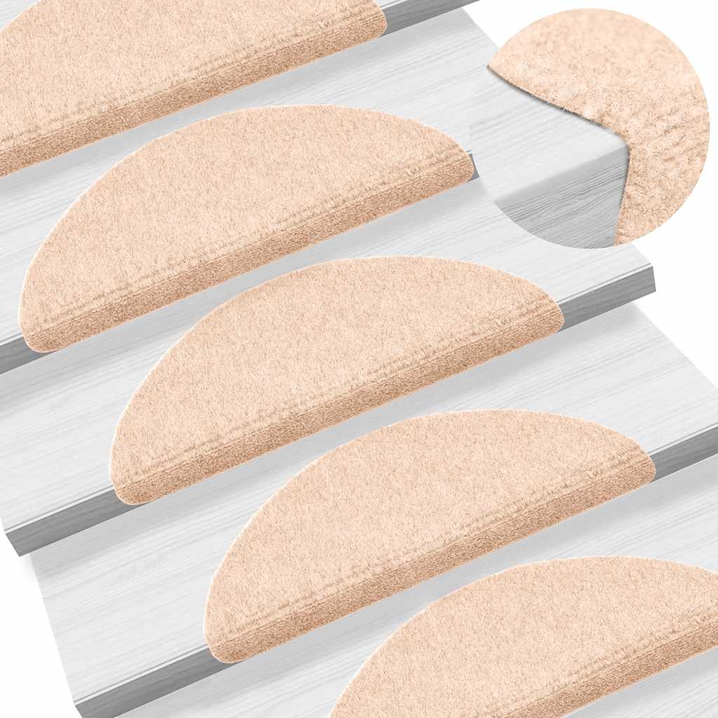 Tapis d'escalier auto-adhésifs 30 pcs | Paillasson d'escalier | Tapis de marche crème 56x17x3 cm CFW715052 - 5