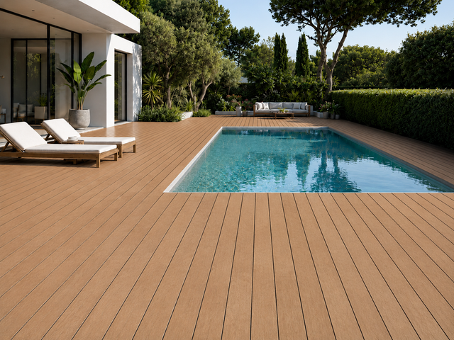 Pack de 5 m² de Tarima de exterior de madera maciza tropical Louro Gamela 2400x100x20mm 20 lamas