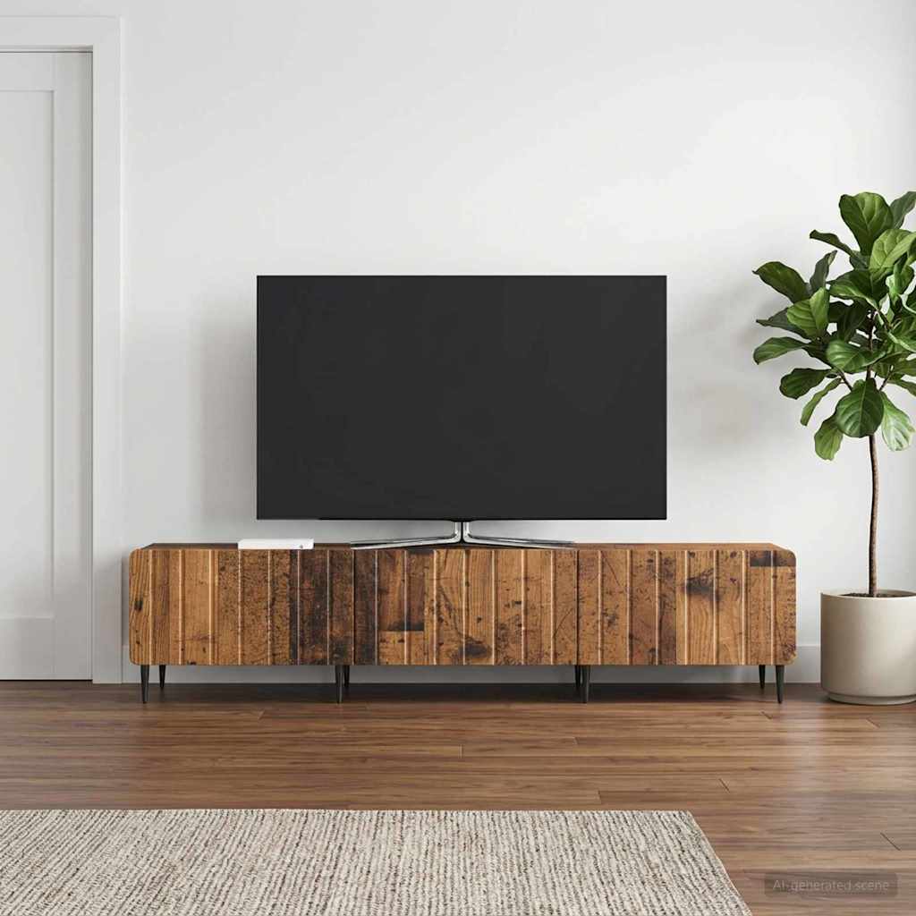 Mueble para tv con cajón de madera envejecida, 147 × 34,5 × 32 cm