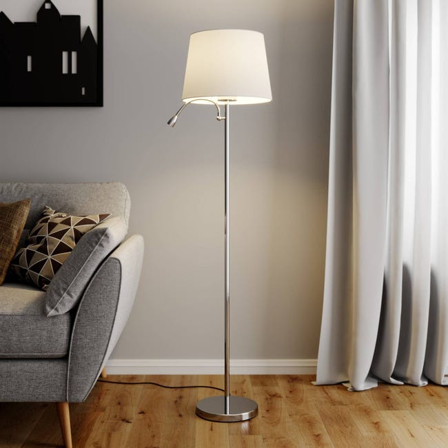 Lampada da terra Lindby Sonika, 175 cm, color nichel, vetro, E27 Lampada da terra Lindby Sonika, 175 cm, color nichel, vetro, E27