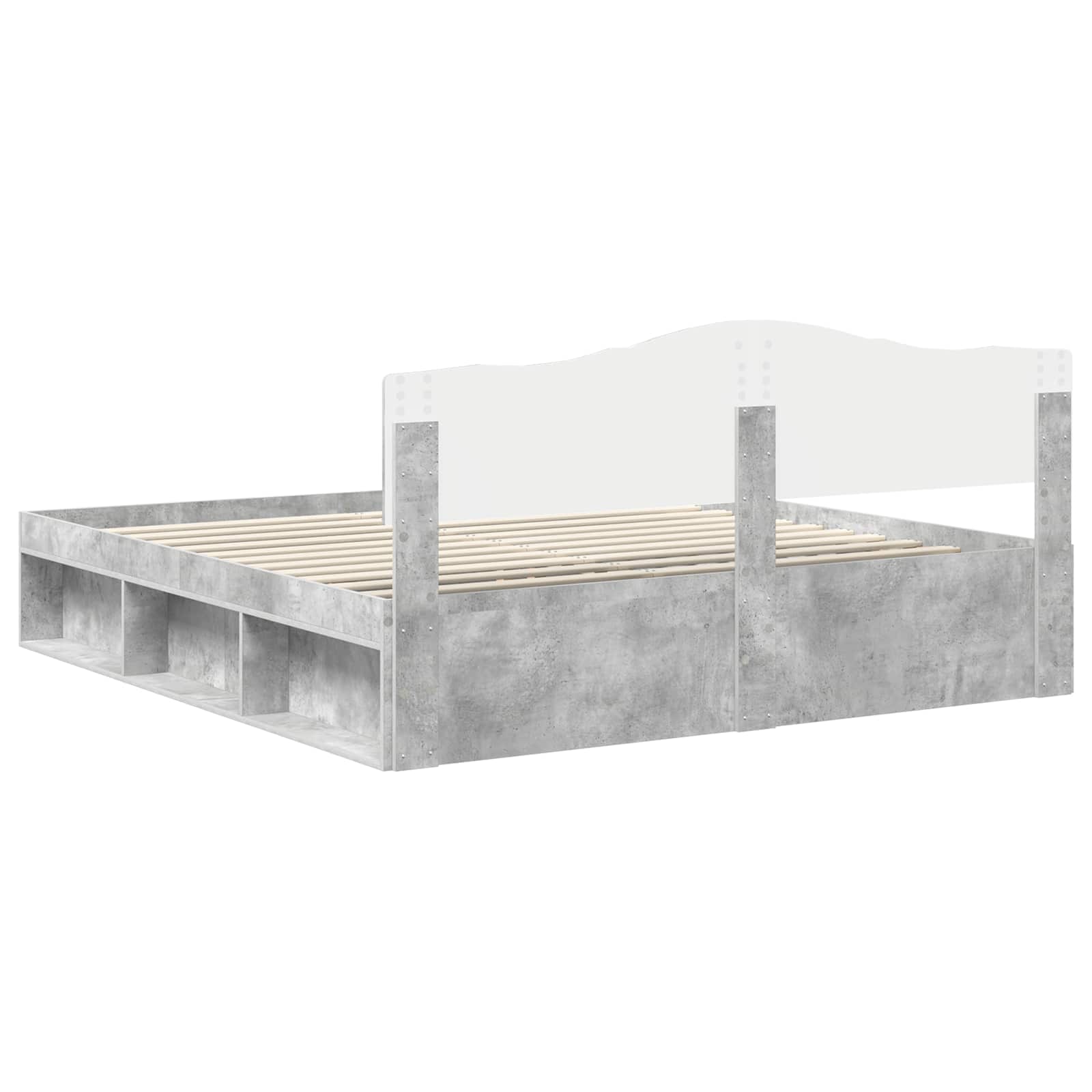 Cadre de lit béton 180 x 200 cm bois de pin massif - 9