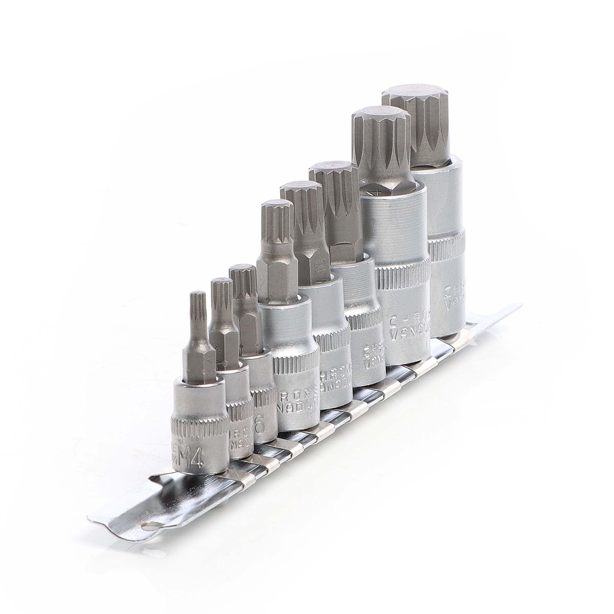 Wiltec Jeu de douilles XZN Denture multiple 8 Pièces M4-M16 Douille Clés Outil Kit - 8