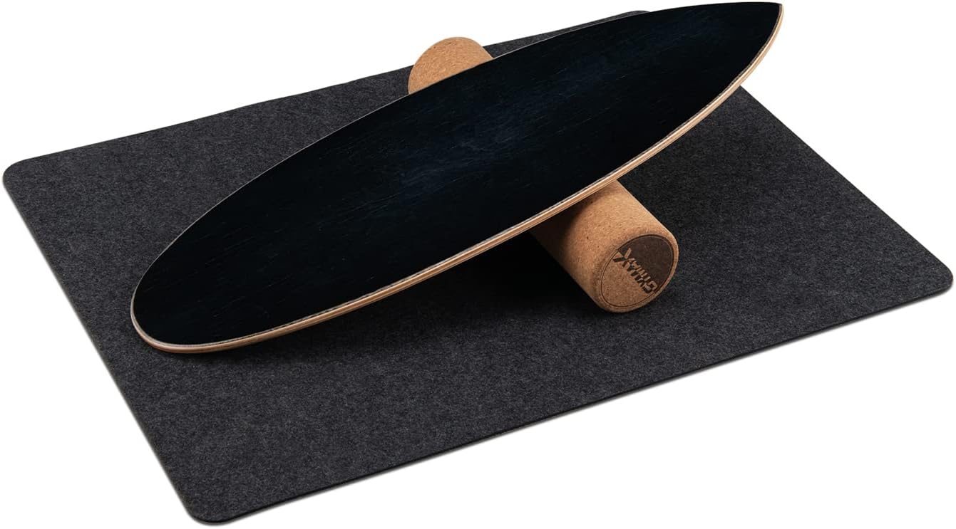 Deska do balansowania z drewna, deska do balansowania, do domu, w zestawie z rolką korkową, deska balansowa z 8 wysokiej jakości warstw drewna