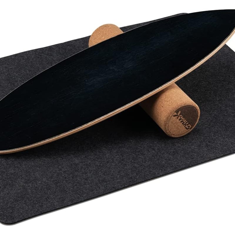 Deska do balansowania z drewna, deska do balansowania, do domu, w zestawie z rolką korkową, deska balansowa z 8 wysokiej jakości warstw drewna