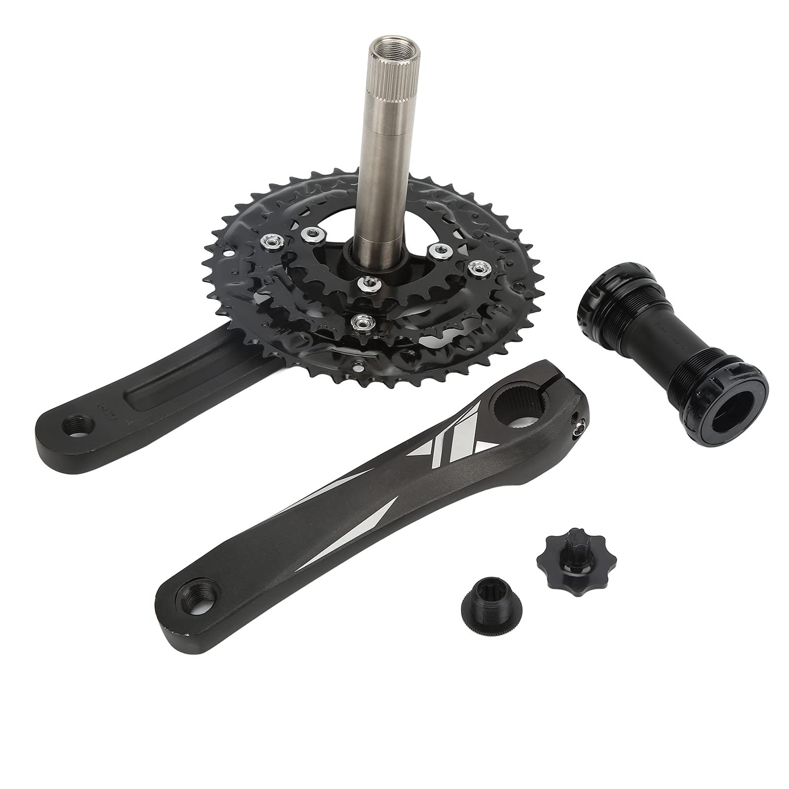Pédalier Vélo 22/32/44T 9 Vitesses 104mm BCD Carré - Bras 170mm Aluminium Noir