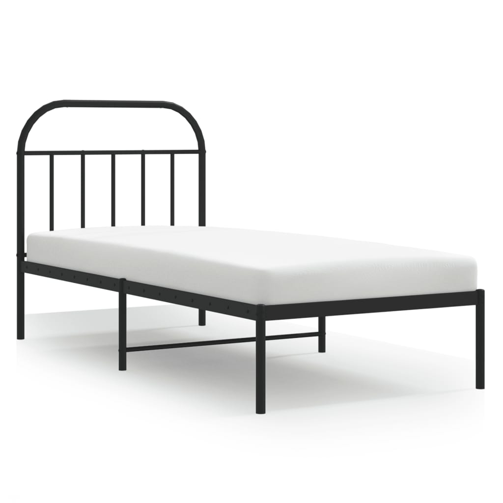 Łóżko Metalowe Czarne Rama Łóżka Ze Stelażem Do Sypialni Pokoju 90x190 cm