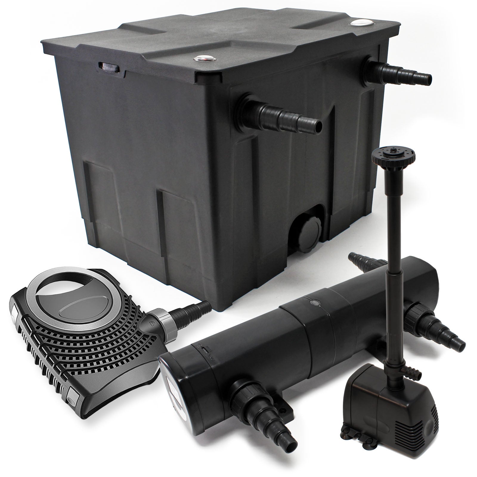 Set Filtro Laghetto 90000l Con UV Clarificatore 24W E Pompa 80W - Per Stagni Con Pesci E Koi