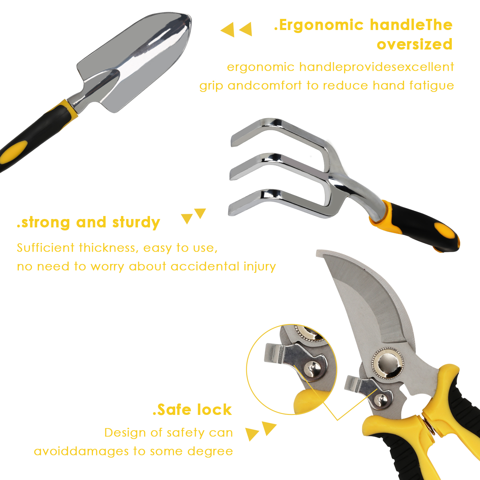 Outils de Jardinage, 12 Pièces Kit Outils Jardinage Adulte en Aluminium Antirouille,Outils de Jardin avec Sécateur,Fourchette - 3